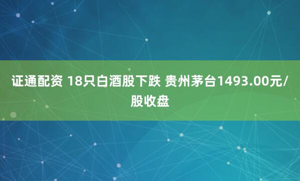 证通配资 18只白酒股下跌 贵州茅台1493.00元/股收盘